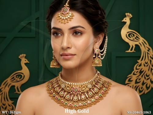 Heavy Antique Kundan Necklace Set for Wedding Wear